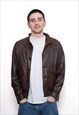 Vintage Burberry 90s Brown Leather Jacket