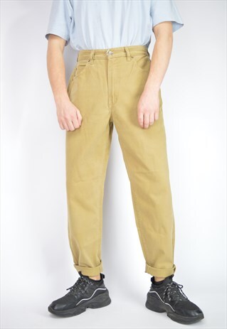 Vintage brown classic straight cotton trousers