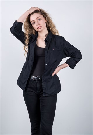 TOMMY HILFIGER VINTAGE 1990S BLACK SHIRT