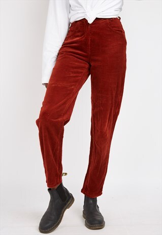VINTAGE ORANGE BENETTON HIGH WAISTED CORD TROUSERS