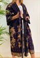 Midnight Purple Kimono Robe Dressing Gown Lounge Wear