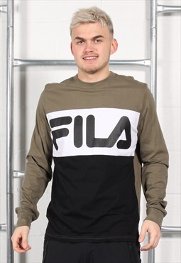 Vintage Fila Long Sleeve Top Green Casual Lounge Tee Large