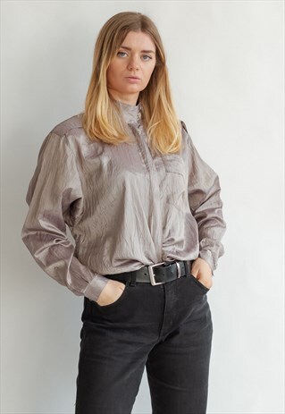 VINTAGE 80S CRUSHED METALLIC SHIRT IN ROUND NECK