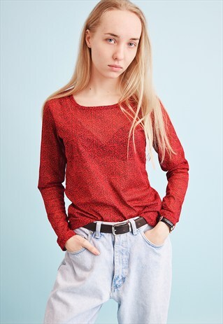 90'S RETRO ANIMAL PRINT GRUNGE SHEER MESH PARTY TOP