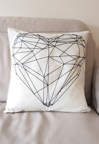 GEOMETRY HEART CUSHION COVER