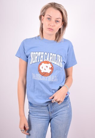 WOMENS VINTAGE T-SHIRT TOP MEDIUM BLUE 90'S