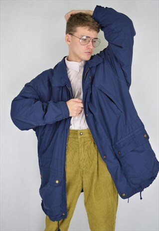 VINTAGE BLUE OVERSIZE RAVE PUFFER JACKET