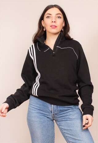 VINTAGE 90S BLACK ADIDAS 1/4 ZIP SWEATSHIRT