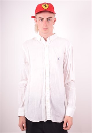 POLO RALPH LAUREN MENS VINTAGE SHIRT LARGE WHITE 90S
