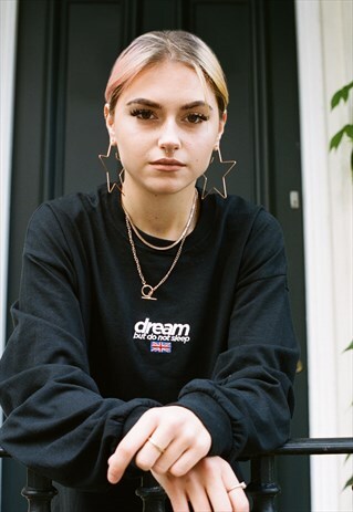 LONG SLEEVED T-SHIRT BLACK WITH DREAM EMBROIDERED LOGO