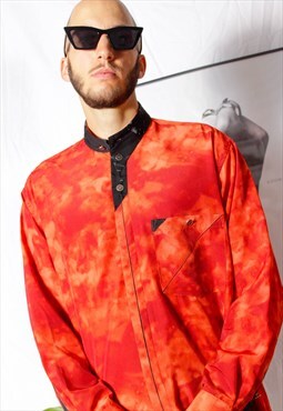 90s grunge y2k tie-dye orange boho artsy oversize shirt