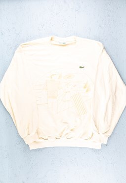 80s Lacoste Yellow Embroidered Big Logo Sweatshirt - B2521
