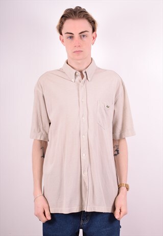LACOSTE MENS VINTAGE SHIRT LARGE GREY 90S
