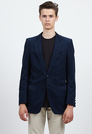 VINTAGE NAVY K. RICCARDO CORDUROY BLAZER JACKET