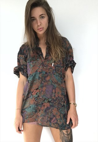 PATTERNED OVERSIZED RETRO VINTAGE UNISEX FESTIVAL SHIRT
