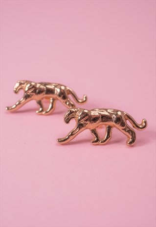 GOLD TONE PANTHER EARRINGS