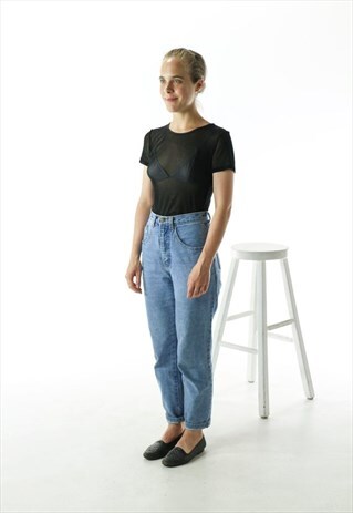 BLACK SEE THROUGH TEE / STRECHY BLACK TSHIRT