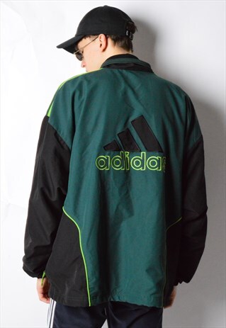 VINTAGE 90S GREEN COLOUR BLOCK ADIDAS JACKET