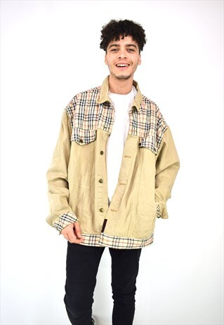 VINTAGE 90'S NOVACHECK BEIGE DENIM JACKET