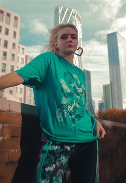 Jade Green Psychedelic Graphic Print T-shirt