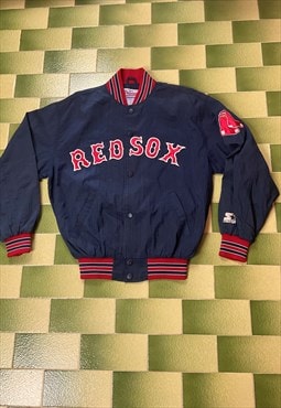 Vintage 90s MLB Boston Red Sox Jacket Snap Up Nylon Size M