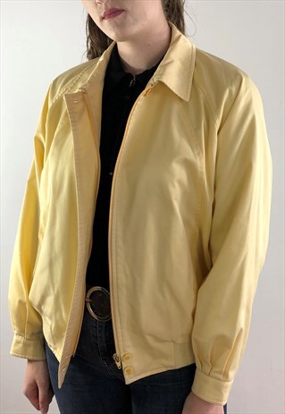 WOMENS VINTAGE BURBERRYS JACKET YELLOW HARRINGTON COAT
