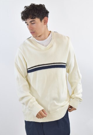 VINTAGE 90S OFF WHITE TOMMY HILFIGER KNIT JUMPER