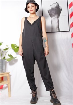 90s grunge y2k goth black balloon jumpsuit all in one dress