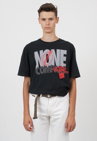 90S VINTAGE BLACK NIKE LOGO CREW NECK T-SHIRT