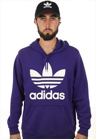 VINTAGE ADIDAS ORIGINALS BIG TREFOIL HOODIE SWEATSHIRT