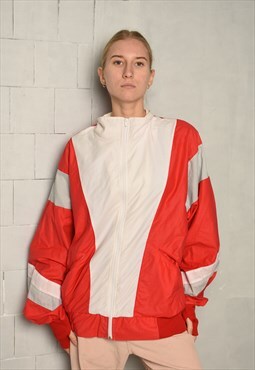 Vintage 80s retro zip up windbreaker shell jacket colorblock