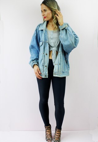 STONE ACID WASHED OVERSIZED BOYFRIEND DENIM JACKET