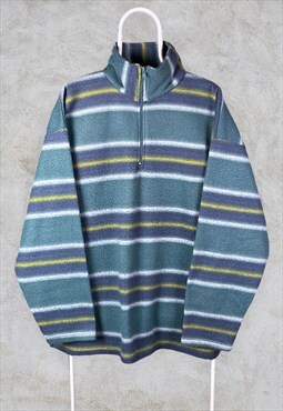 Vintage Striped Fleece 1/4 Zip Sweatshirt XL
