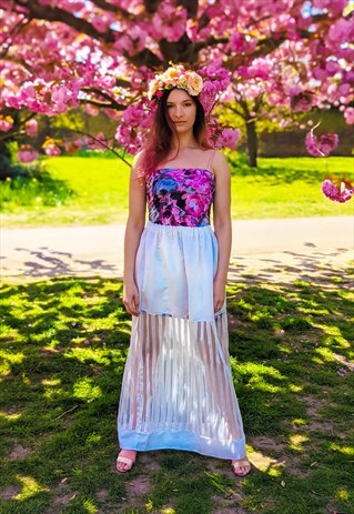 WHITE SATIN LONG SKIRT