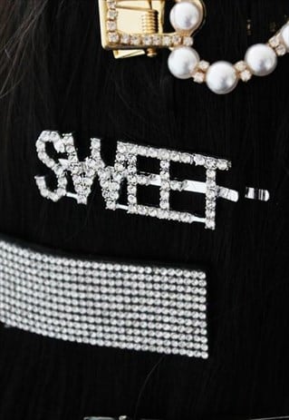 SWEET SLIVER DIAMANTE BARRETTE GRIP HAIR CLIP