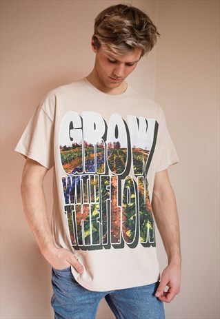 GROW WITH THE FLOW MEN'S SLOGAN T-SHIRT