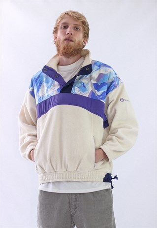 VINTAGE MENS SERGIO TACCHINI HALF ZIP PULLOVER FLEECE JACKET
