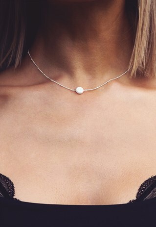WHITE OPAL STERLING SILVER NECKLACE - LENA