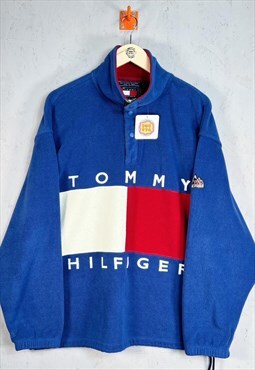 RARE 90s Tommy Hilfiger 1/4 Popper Fleece Blue XL