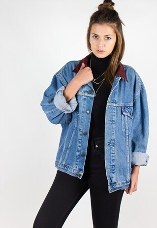 VINTAGE 80S LEVIS CONTRAST COLLAR DENIM JACKET /AVR/ R611
