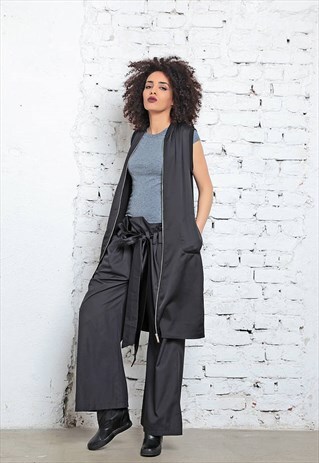 LONG CARDIGAN/ WOMEN BLACK VEST
