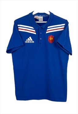 Vintage adidas France Rugby Polo Shirt in Blue S
