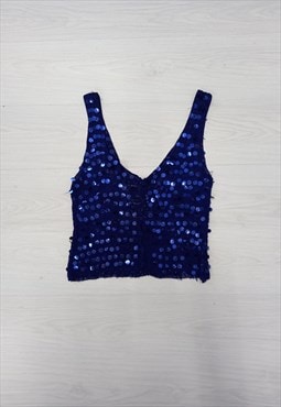 90s Mina Crotchet Sequin Vest Top 