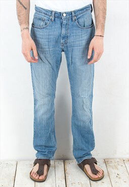 Vintage Men's W31 L32 03753 Straight Fit Leg Jeans Blue Zip 