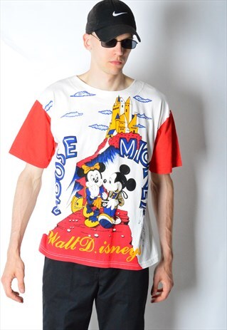 VINTAGE 70S UNISEX COLOURFUL MICKEY MOUSE GRAPHIC T-SHIRT