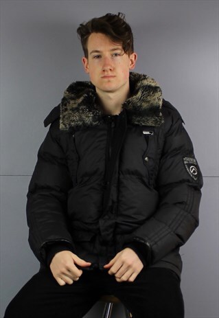 VINTAGE THE NORTH FACE WINTER PUFFER COAT IN WITH BLACK WITH