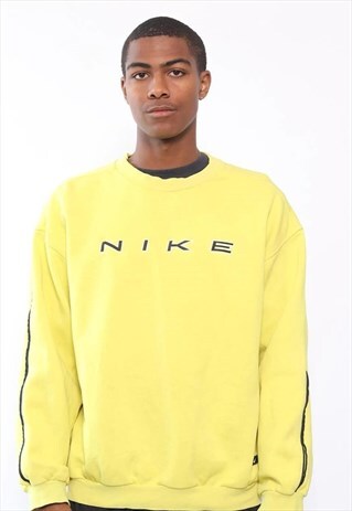 VINTAGE NIKE BIG LOGO SPELLOUT T-SHIRT YELLOW