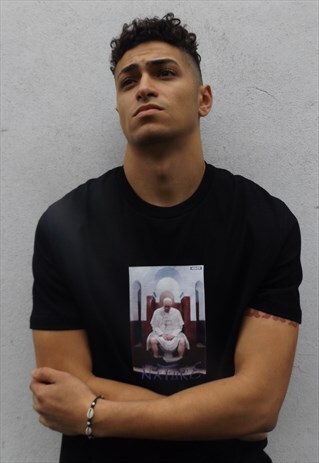 REGULAR FIT POPE PRINT RUDE GRAPHIC PREMIUM TEESHIRT