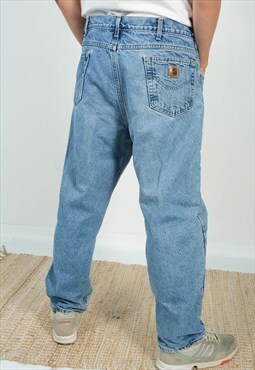 Vintage 90s Carhartt Workwear Jeans Blue Flannel Lined