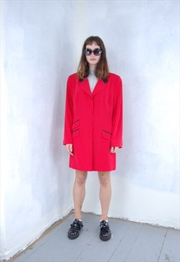Vintage 80's bright tailored blazer jacket coat hot red 